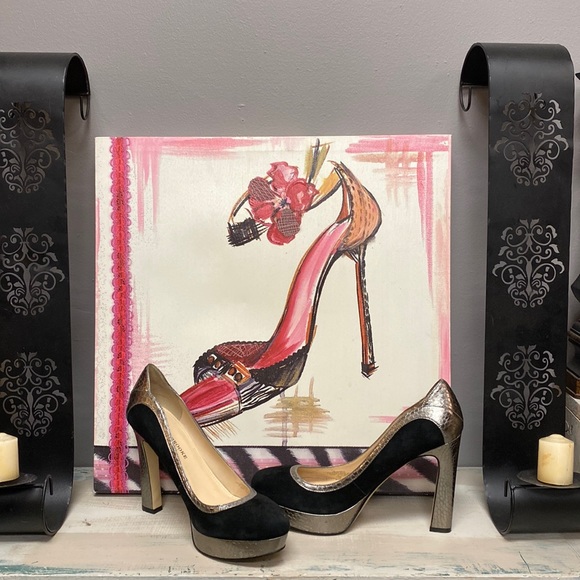 Audrey Brooke Shoes - Audrey Brooke Black and Silver High Heels
